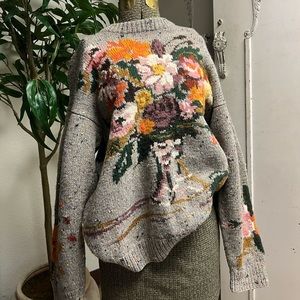 Vintage | Norm Thompson wool floral print sweater Medium